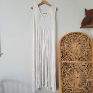 Free People White Maxi Dress Ribbed Boho Beach Sleeveless Small